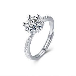 Anel Moissanite Feminino 1CT Cor Gh S925 Jóias Diamantes Alianças de Casamento de Prata