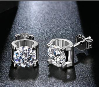 Brincos de prata 925 diamantes jóias de casamento feminino brinco de prata esterlina 925 redondo moissanite