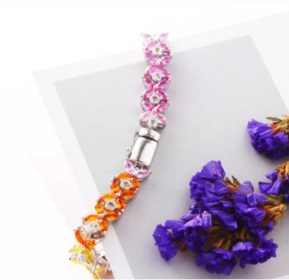 Pulseira da moda Primavera Nova Pétala Gem 925 Prata Esterlina