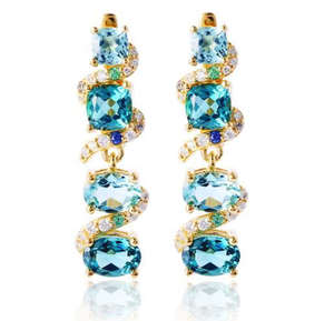 Brincos fashion de prata esterlina 925 azul folheado a ouro 14K