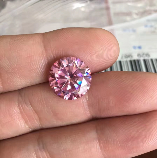 Moissanita de corte brilhante 0,8-3,0 mm rosa de alta qualidade DEF redondo brilhante para fabricação de joias