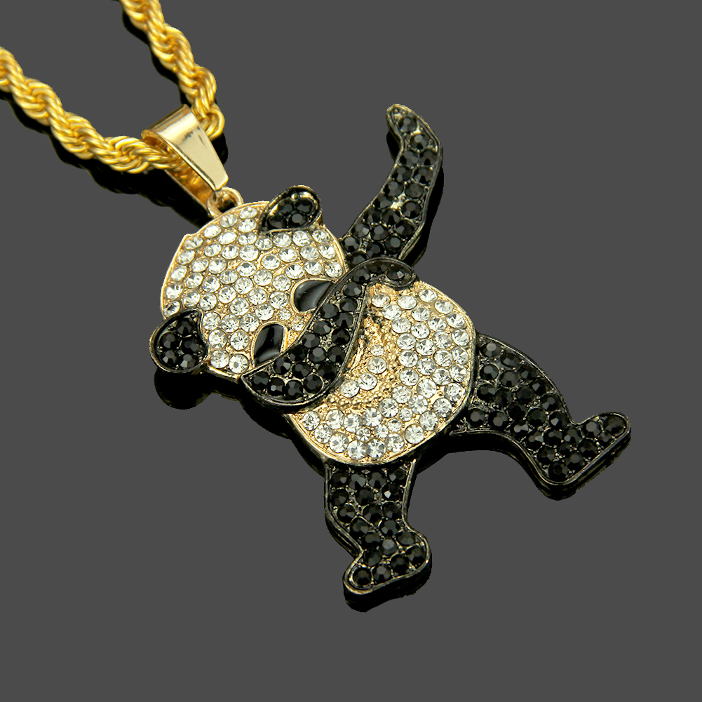 Pingente Colar de Panda Rock Bonito Hip Hop