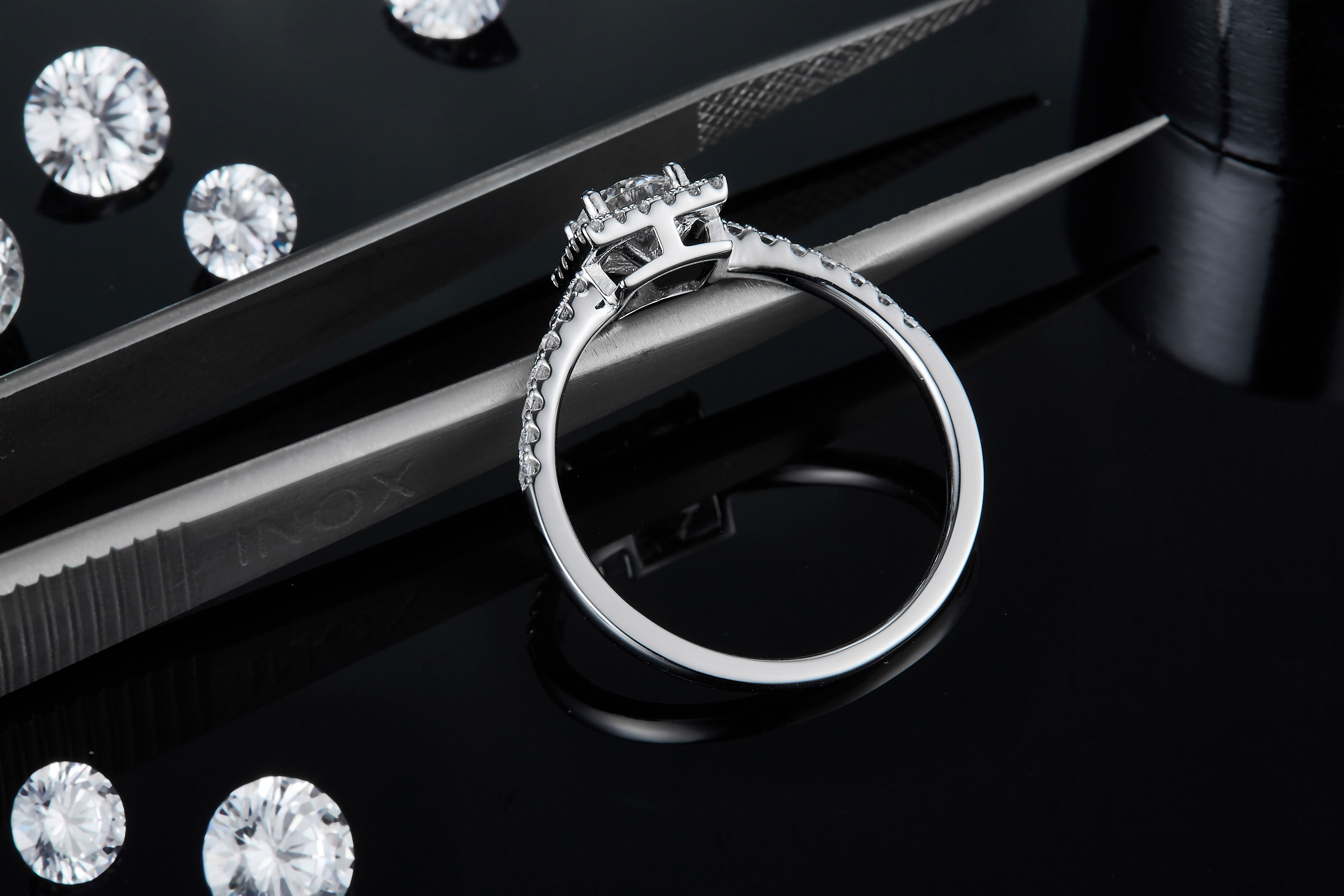 Anel feminino Moissanite seis garras de venda direta do fabricante