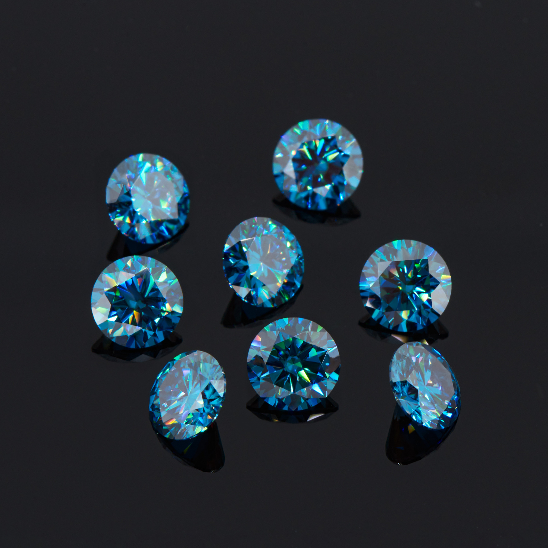 5,0-6,0 mm de alta qualidade DEF redondo brilhante corte azul moissanite para fabricação de joias