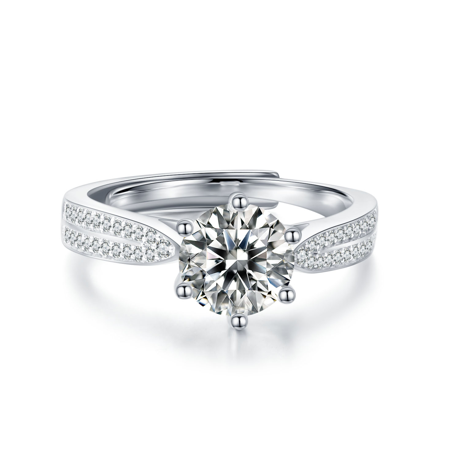 Design de luxo Moissanite 925 joias de prata esterlina anéis de casamento femininos tamanhos diferentes atacado