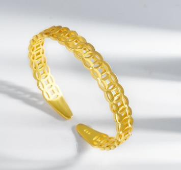 Pulseira de latão com fivela de moeda real 24K