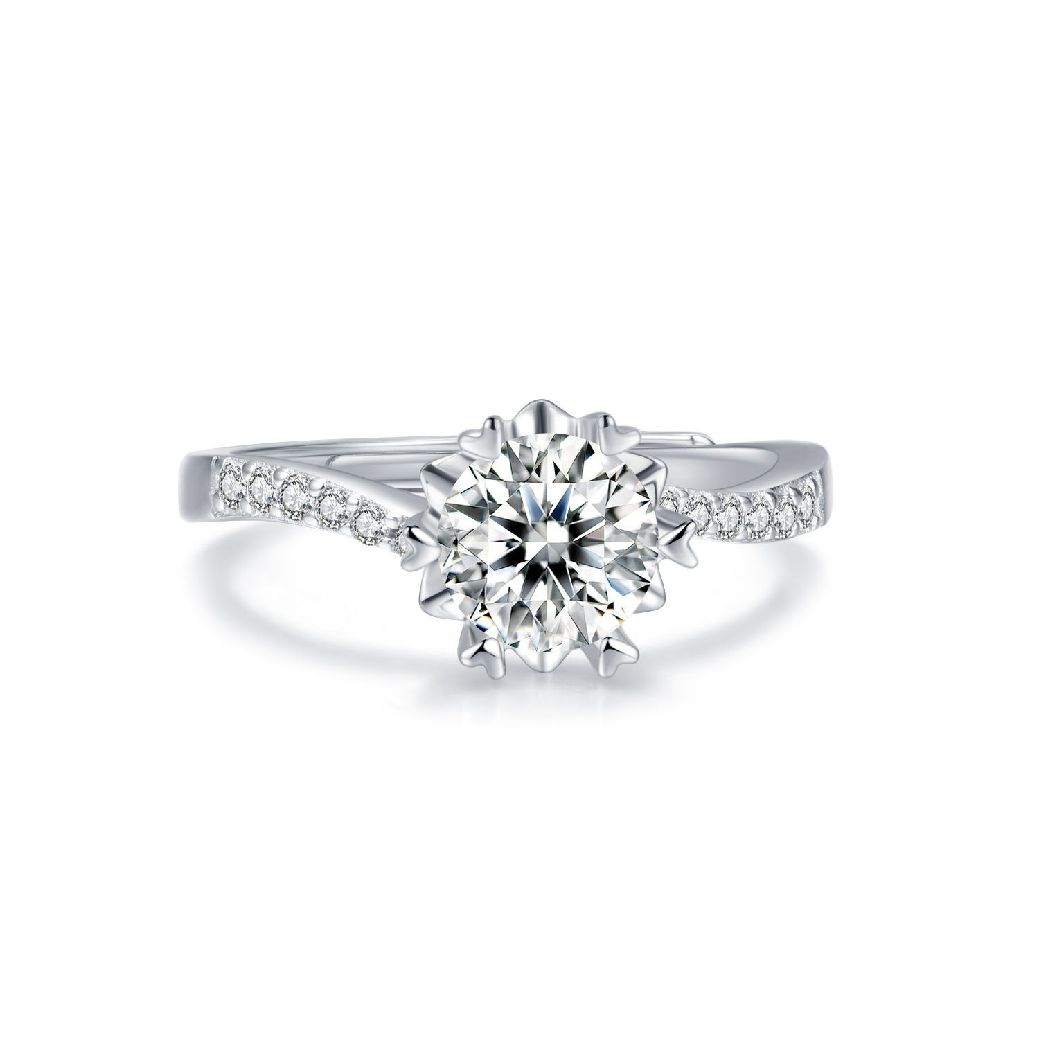 Anel Moissanite Feminino 1CT Cor Gh S925 Jóias Diamantes Alianças de Casamento de Prata