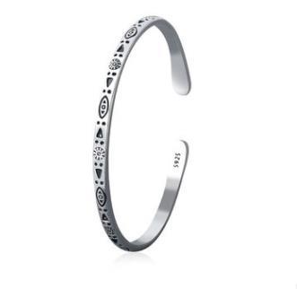 Pulseira padrão personalizado moda feminina retrô padrão aberto pulseira