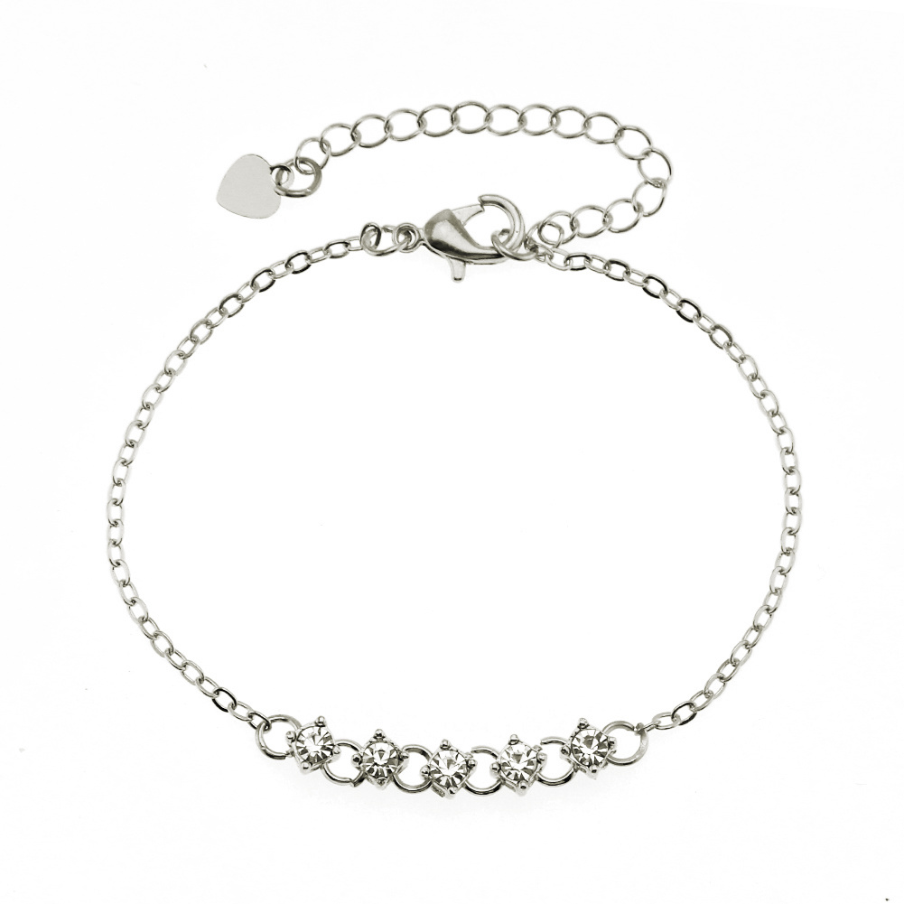 Pulseira de corrente de strass oco moda corrente pulseira simples de miçangas