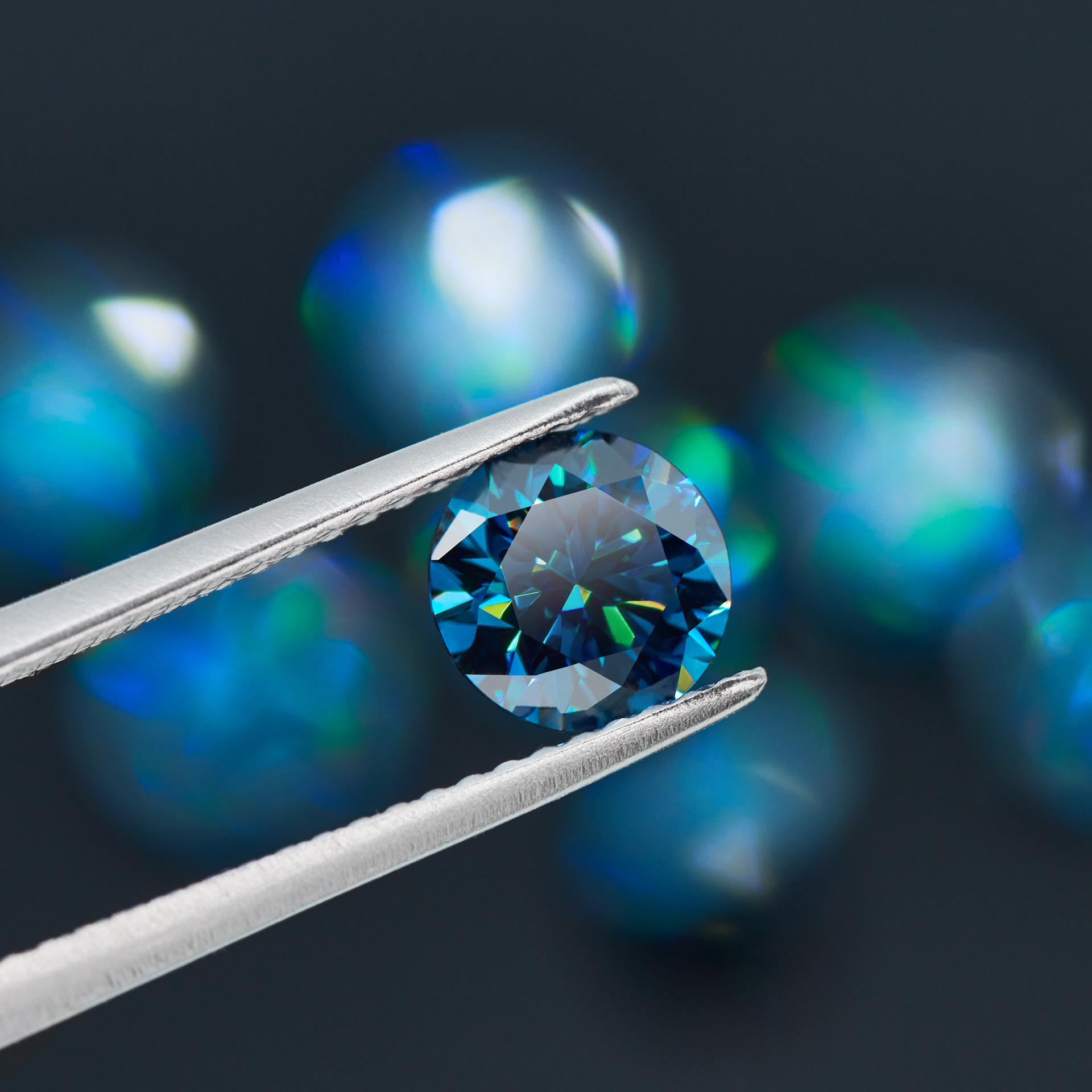 5,0-6,0 mm de alta qualidade DEF redondo brilhante corte azul moissanite para fabricação de joias