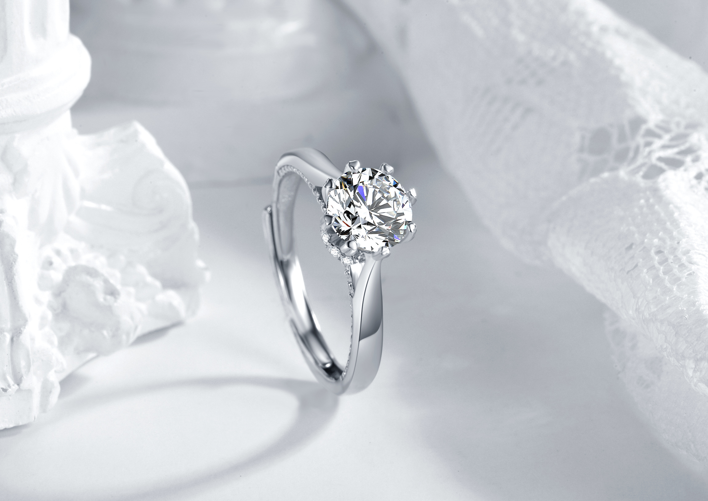 Anéis de casamento de prata esterlina com design de joias Wuzhou Eternity Moissanite diamante