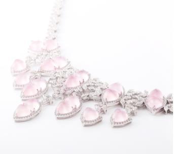 Colar de Quartzo Rosa Clássico 925 Prata Jóias Requintadas Cristal Jóia Colar Luxo