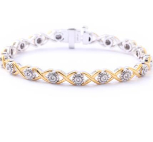 Pulseira de prata esterlina com diamante natural joia amarela banhada a ouro