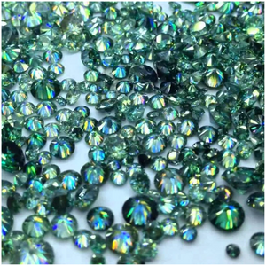 Moissanite de corte brilhante 3,0-4,0 mm verde de alta qualidade DEF redondo brilhante para fabricação de joias